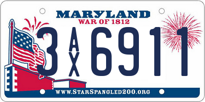 MD license plate 3AX6911