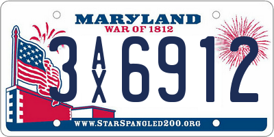 MD license plate 3AX6912