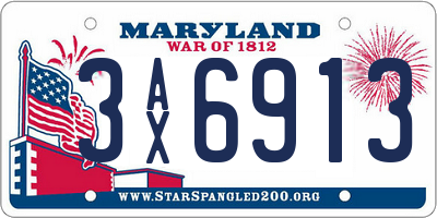MD license plate 3AX6913