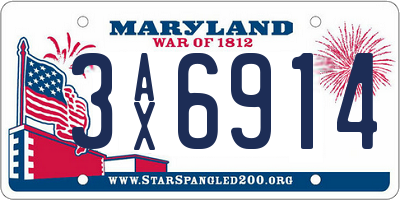MD license plate 3AX6914