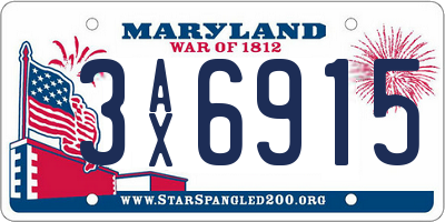MD license plate 3AX6915