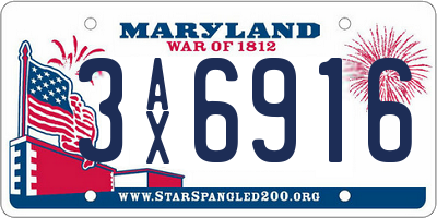 MD license plate 3AX6916