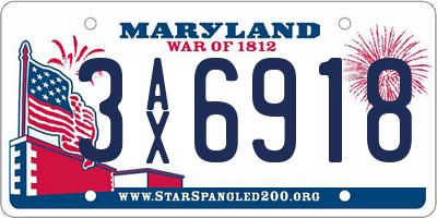 MD license plate 3AX6918