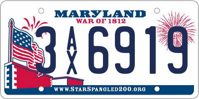 MD license plate 3AX6919