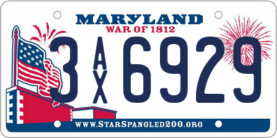MD license plate 3AX6929