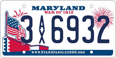 MD license plate 3AX6932