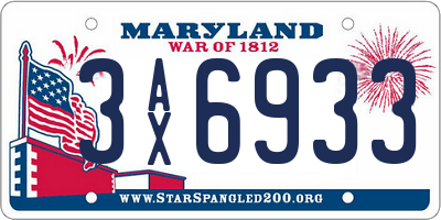 MD license plate 3AX6933