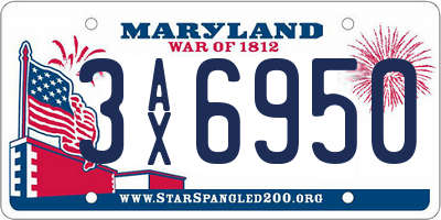 MD license plate 3AX6950