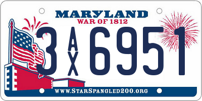 MD license plate 3AX6951