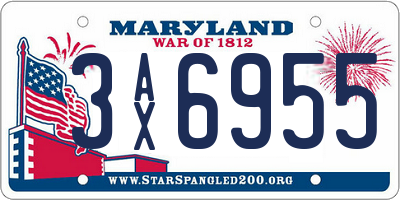 MD license plate 3AX6955