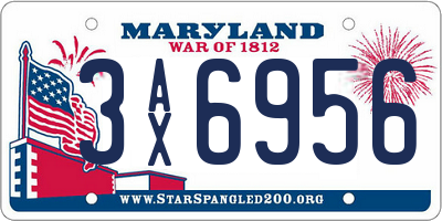 MD license plate 3AX6956