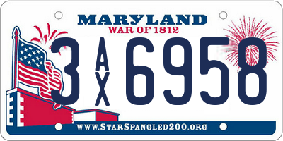 MD license plate 3AX6958