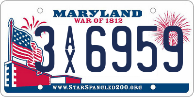 MD license plate 3AX6959