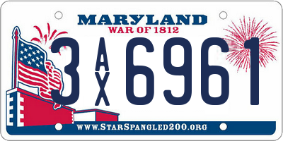 MD license plate 3AX6961
