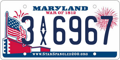 MD license plate 3AX6967