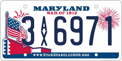 MD license plate 3AX6971