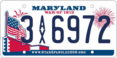MD license plate 3AX6972