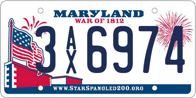MD license plate 3AX6974