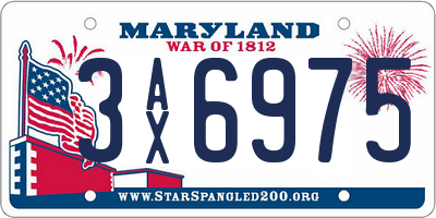MD license plate 3AX6975