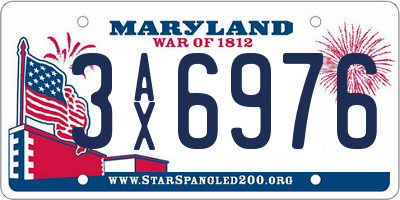 MD license plate 3AX6976