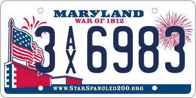 MD license plate 3AX6983
