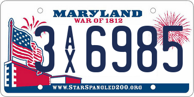 MD license plate 3AX6985