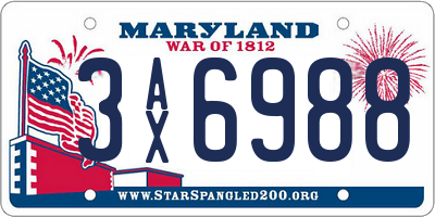 MD license plate 3AX6988