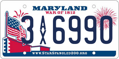 MD license plate 3AX6990