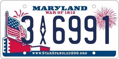 MD license plate 3AX6991