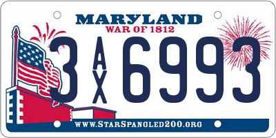 MD license plate 3AX6993