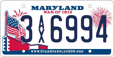MD license plate 3AX6994