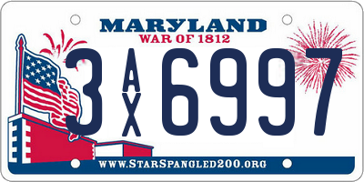 MD license plate 3AX6997