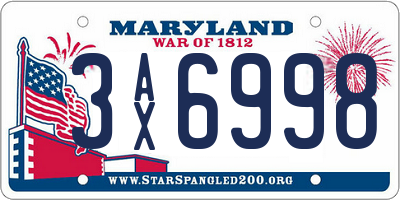 MD license plate 3AX6998