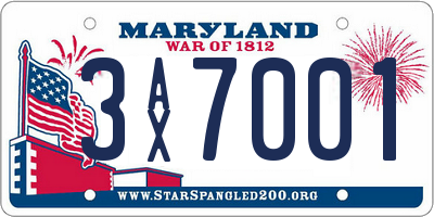 MD license plate 3AX7001