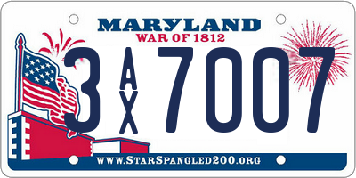 MD license plate 3AX7007