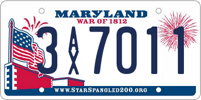 MD license plate 3AX7011