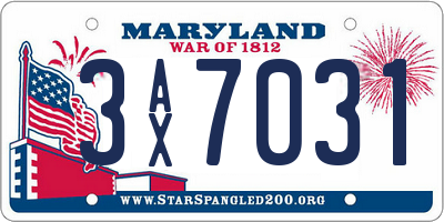 MD license plate 3AX7031