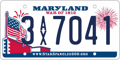 MD license plate 3AX7041