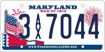 MD license plate 3AX7044