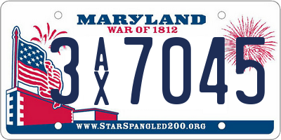 MD license plate 3AX7045