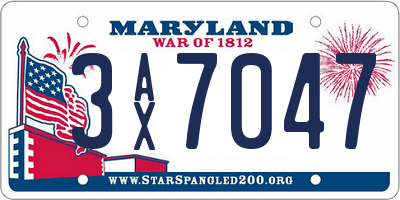 MD license plate 3AX7047