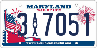MD license plate 3AX7051