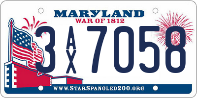 MD license plate 3AX7058