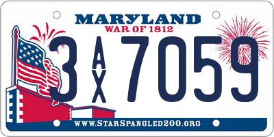 MD license plate 3AX7059