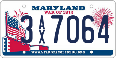 MD license plate 3AX7064