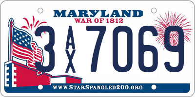 MD license plate 3AX7069
