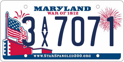 MD license plate 3AX7071