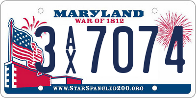 MD license plate 3AX7074