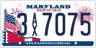 MD license plate 3AX7075