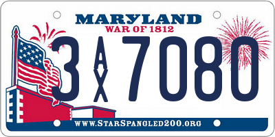 MD license plate 3AX7080